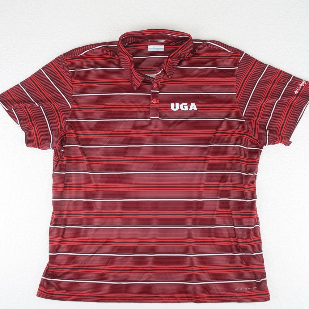 Columbia PFG UGA Georgia‎ Bulldogs Polo Shirt Mens XXL Red Black